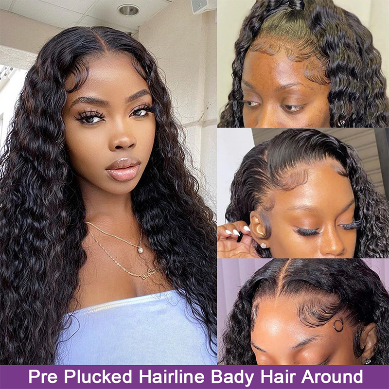 Gluna 13x4 HD Lace Frontal Wigs Water Wave Human Hair Healthy Virgin Hair Pre Plucked With Natural Baby Hair For Women
