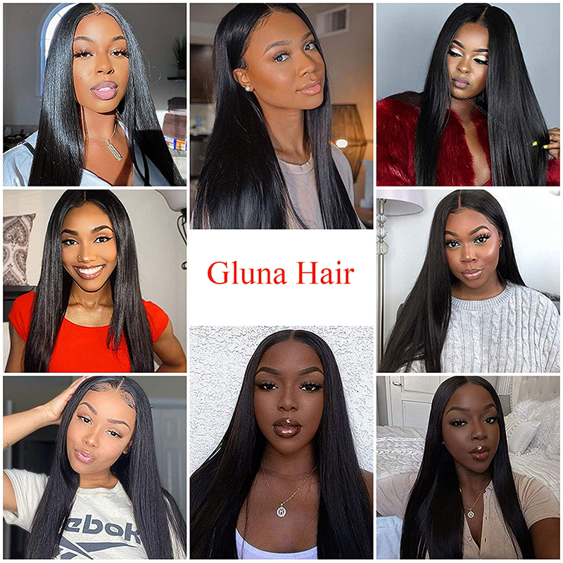 Gluna 4x4/5x5/6x6 HD Lace Closure Wigs Silk Straight Human Hair Healthy Virgin Hair Pre Plucked With Natural Baby Hair For Women