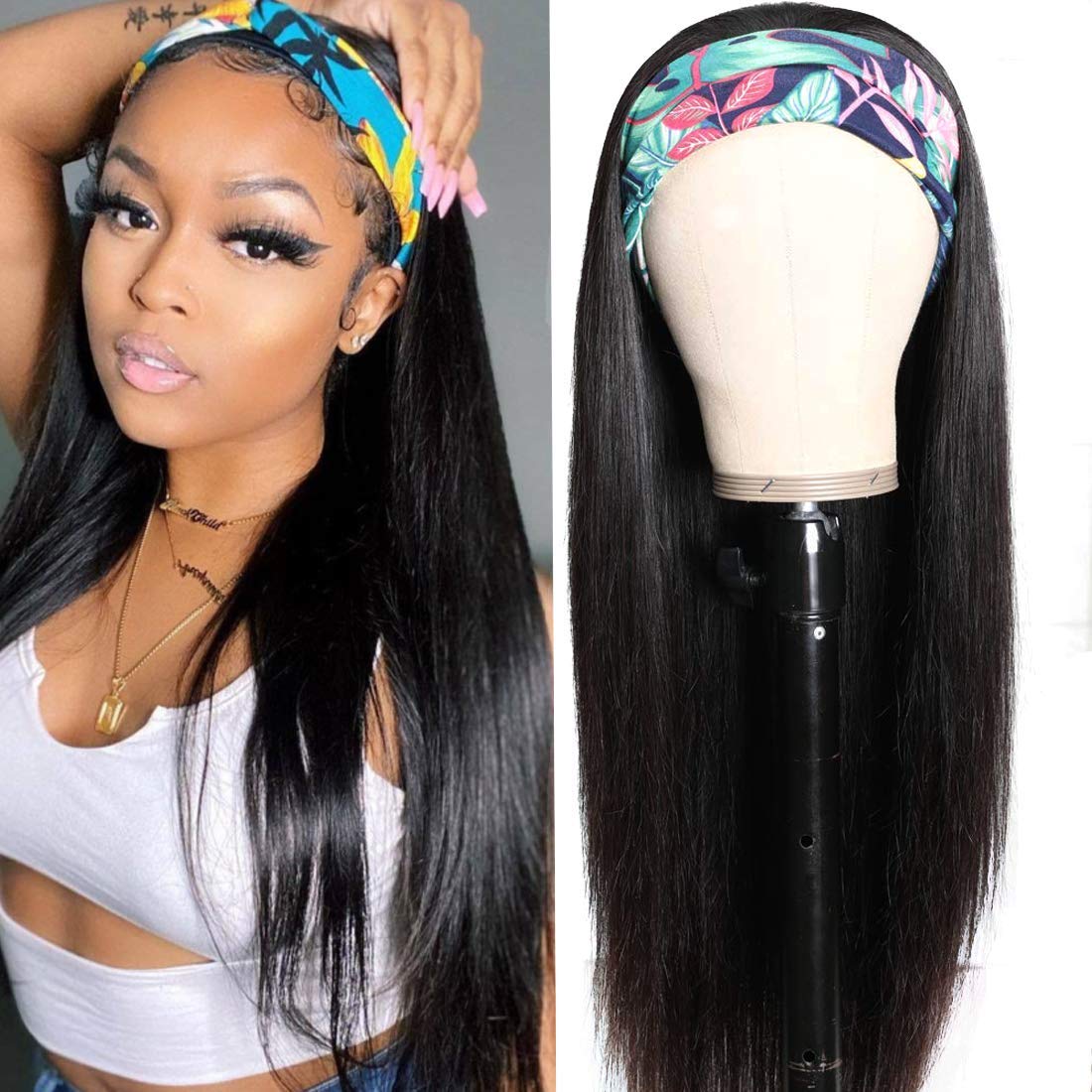 Free Shipping Gluna Hair Straight Headband Wig Virgin Human Hair Wigs For Black Women