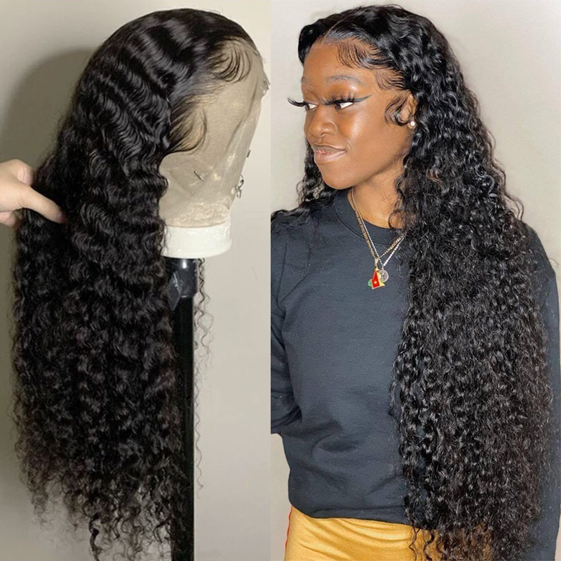 Free Shipping Gluna Deep Curly 13x4 HD Lace Frontal Wig Pre Plucked With Baby Hair Wet and Wavy Remy Curly HD Lace Front Virgin Human Hair Wigs For Black Women