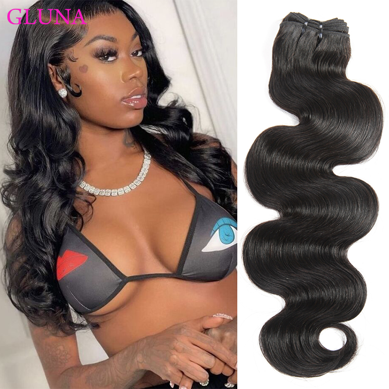 Gluna Hair Grade 10A Virgin Hair 1Bundle Body Wave 100% Unprocessed Human Hair Weave Natural Black