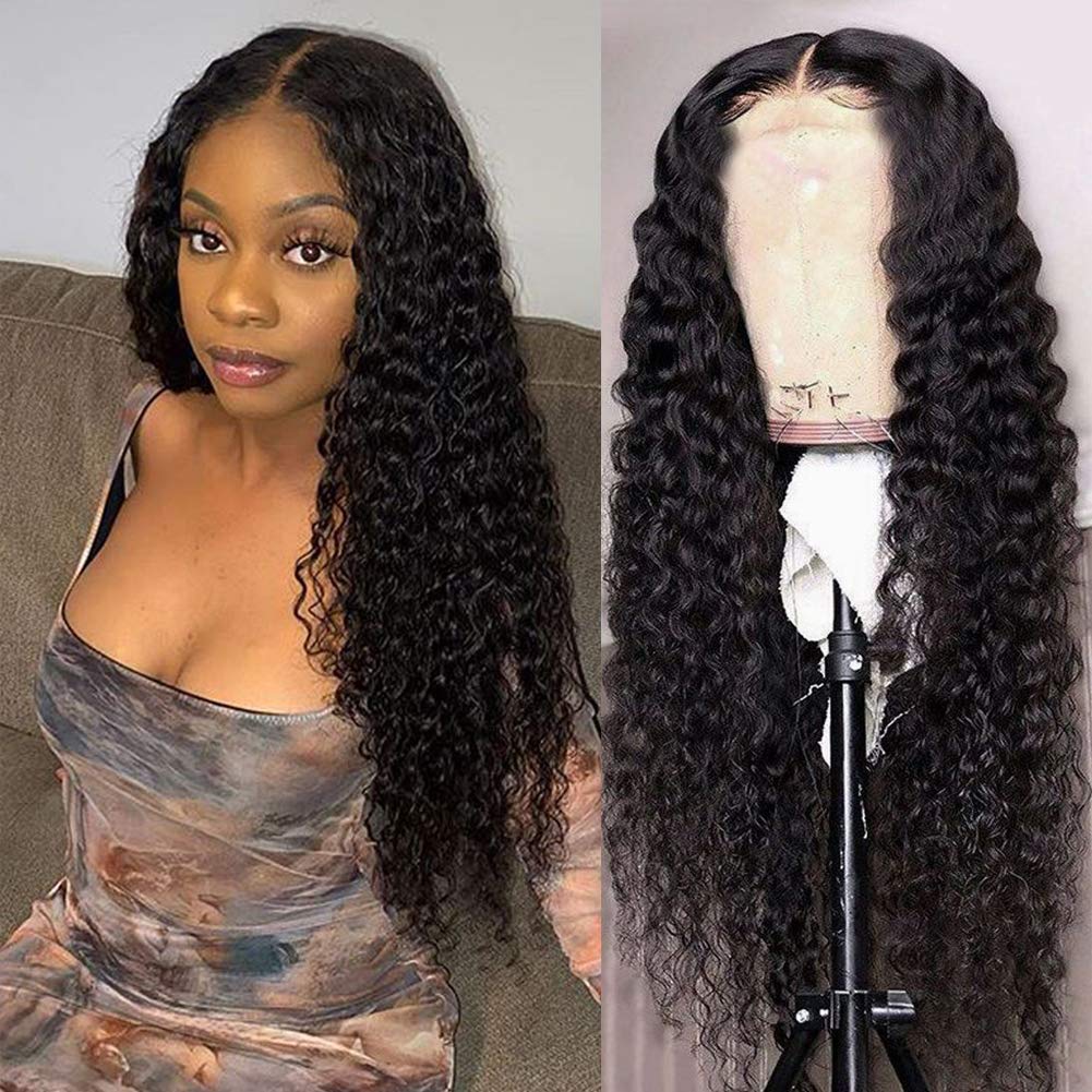 Free Shipping Gluna 4×4/5×5/6x6 HD Lace Closure Wig Pre Plucked With Baby Hair Remy Brazilian Deep Curly Lace Closure Virgin Human Hair Wigs For Black Women
