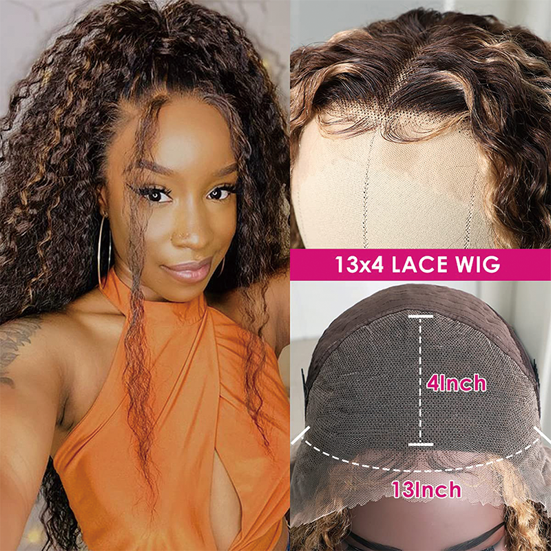 Gluna Deep Curly 1B/27 Highlight Color 13×4 13x6 Lace Frontal Wig 100% Human Virgin Hair