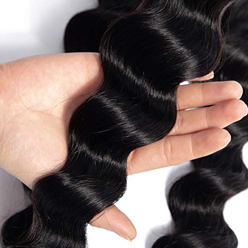 Gluna Hair 8A Grade Loose Deep Wave Virgin Hair 4Bundles With Frontal 100% Human Hair Extension Natural Black