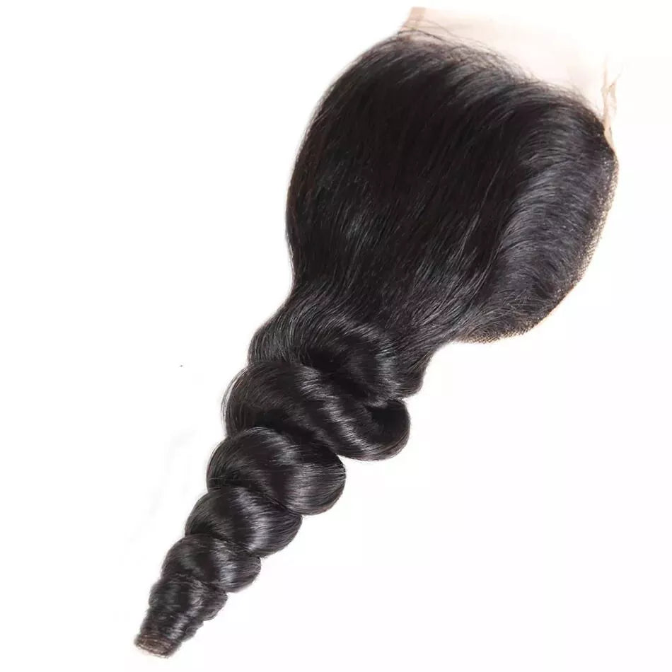 Free Shippng Gluna Hair 8A Grade Loose Wave Virgin Hair 3 Bundles With 4x4 Closure 100% Human Hair Extension Natural Black