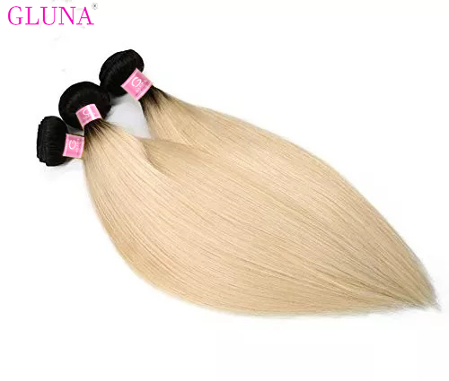 Gluna Hair 8A Grade Russian 1B/613 Blonde Straight Hair Bundles Human virgin Hair (1B/613 Color )