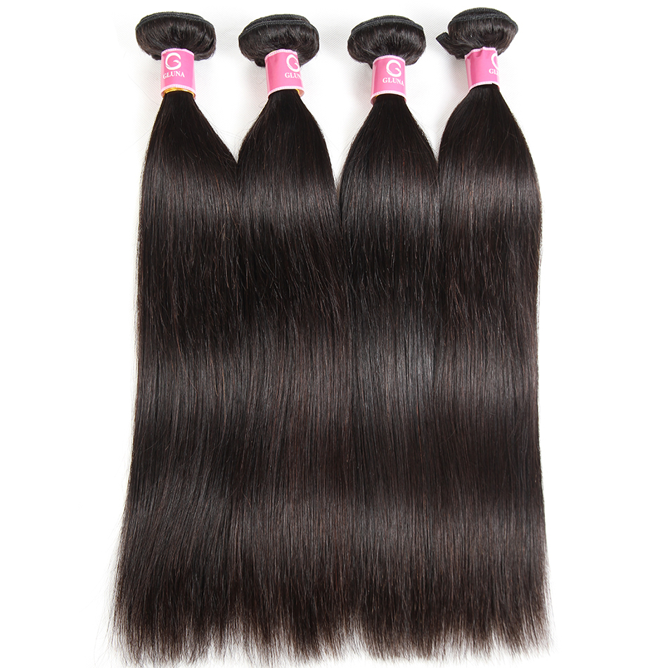 Gluna Hair 8A Grade Straight Virgin Hair 4Bundles Double Machine Weft 100% Virgin Human Hair