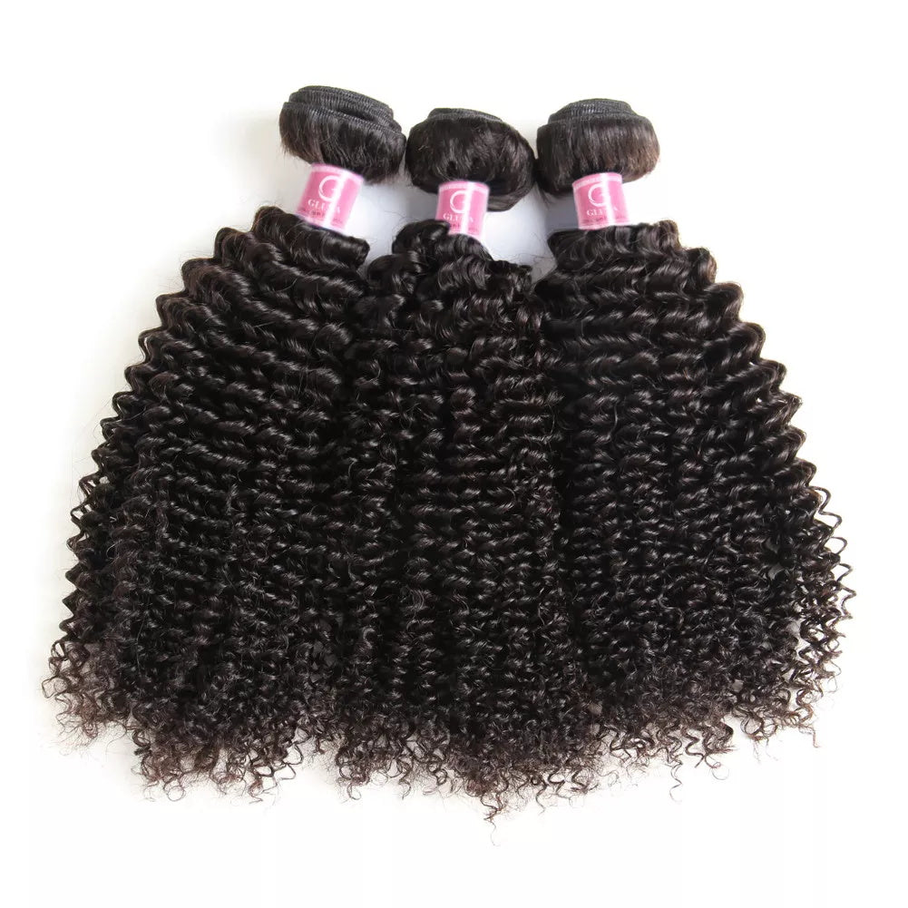 Gluna Hair 8A Grade Kinky Curly Virgin Hair 3Bundles Double Machine Weft 100% Virgin Human Hair