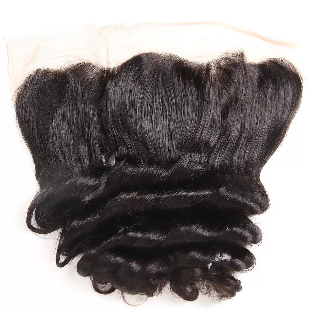 Gluna Hair 8A Grade Loose Wave Virgin Hair 4Bundles With Frontal 100% Human Hair Extension Natural Black
