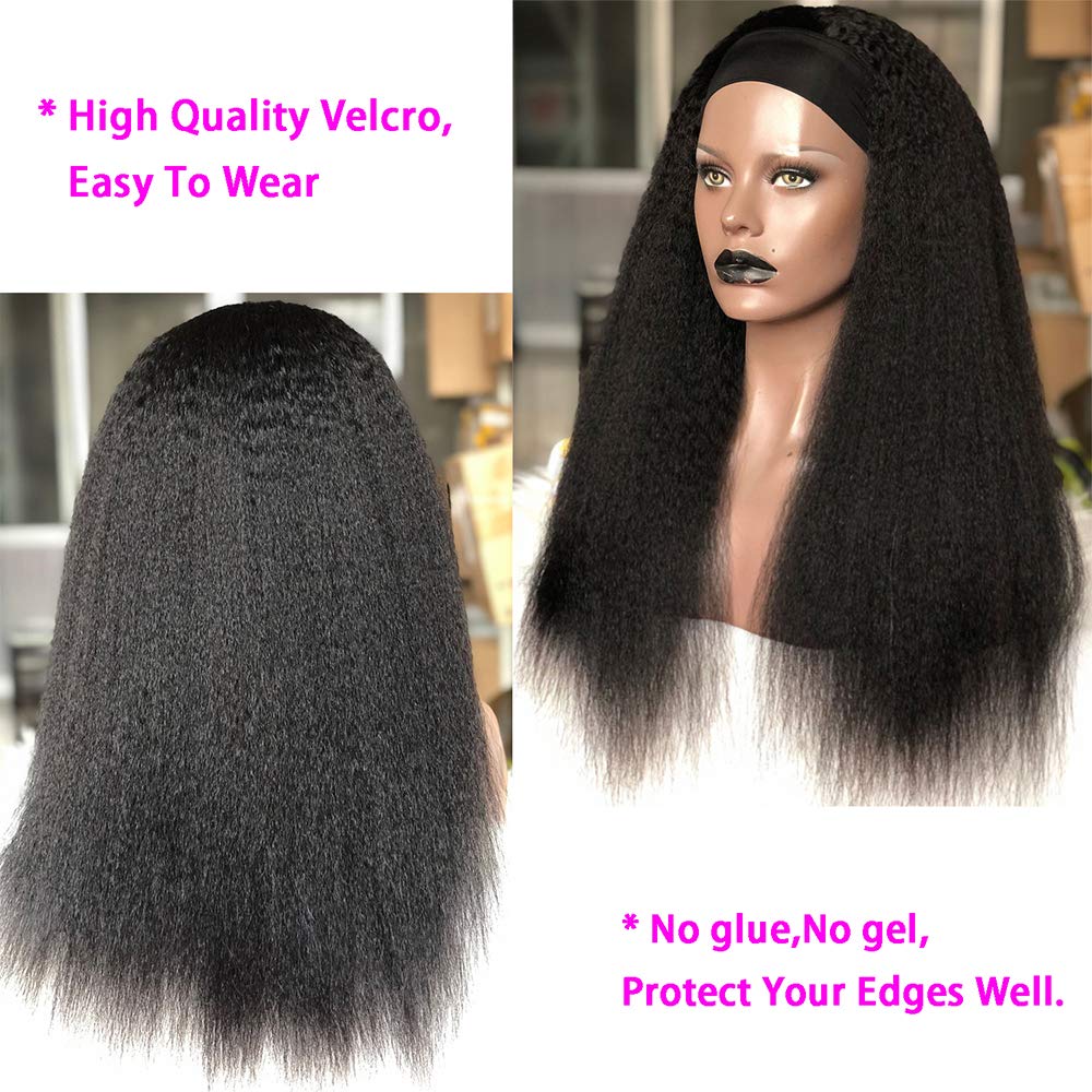 Gluna Hair Kinky Straight Headband Wig Virgin Human Hair Wigs For Black Women