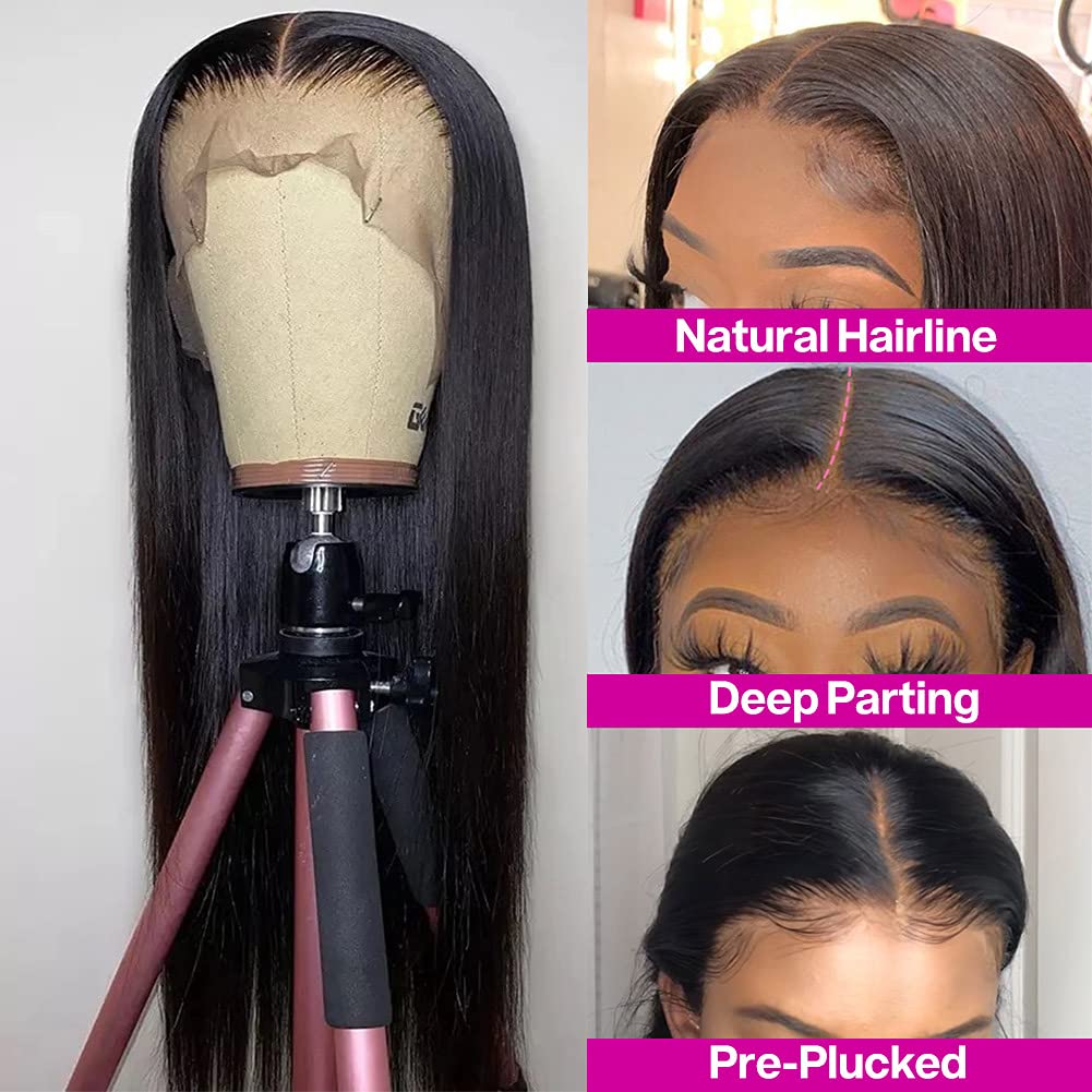 Gluna 13x4 Lace Frontal Wigs Silk Straight Human Hair Healthy Virgin Hair Pre Plucked With Natural Baby Hair For Women