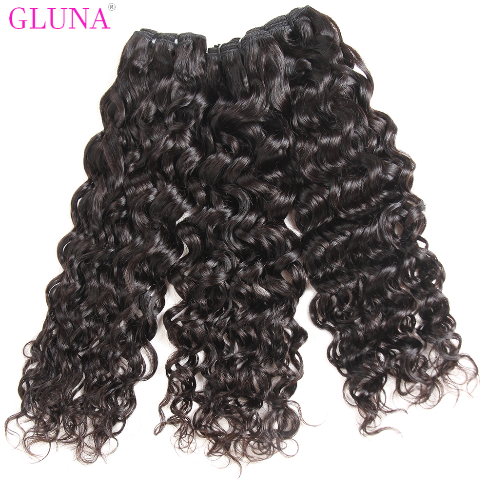 Gluna Hair 8A Grade Water Wave Virgin Hair 3Bundles Double Machine Weft 100% Virgin Human Hair