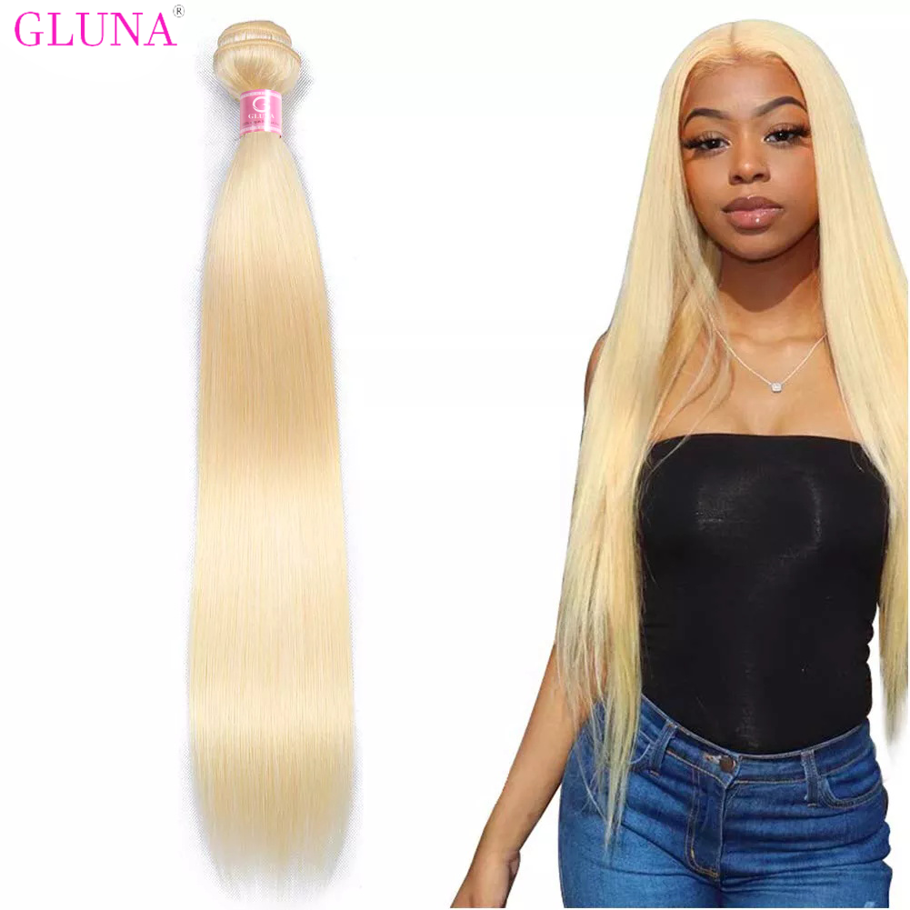 Gluna Hair 8A Grade Russian Blonde Straight Hair Bundles Human virgin Hair (613 Blonde Color)