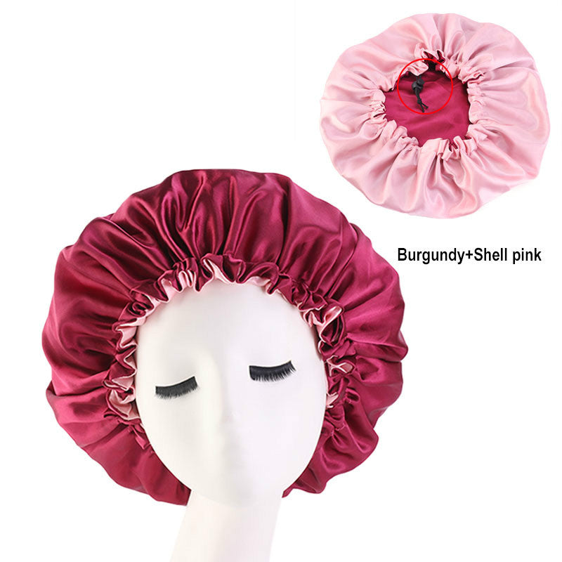 Gluna Reversible Satin Bonnet Hair Caps Double Layer Adjust Sleep Night Cap Head Cover Hat