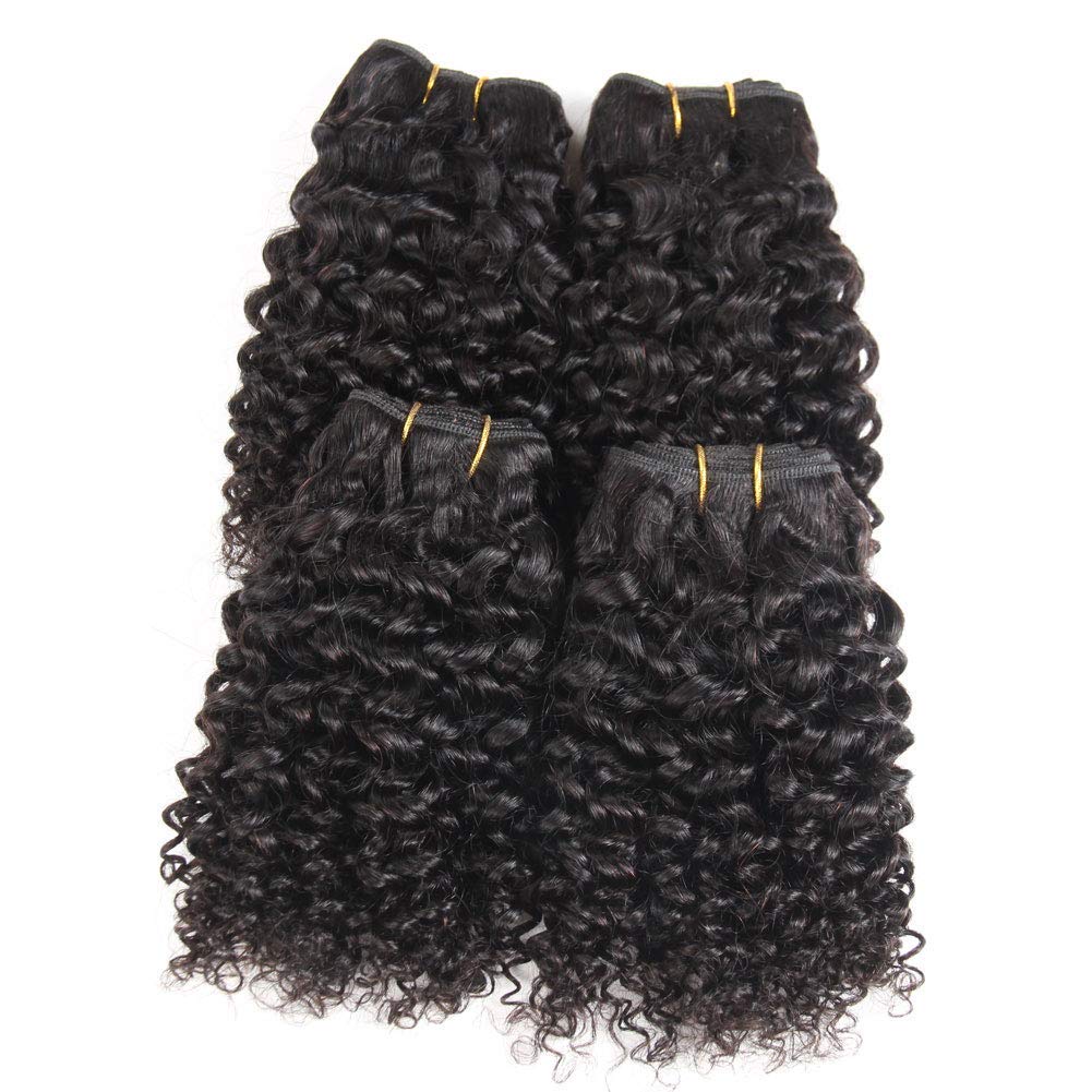 Free Shippng Gluna Hair 8A Grade Kinky Curly Virgin Hair 4Bundles With Closure 100% Human Hair Extension Natural Black