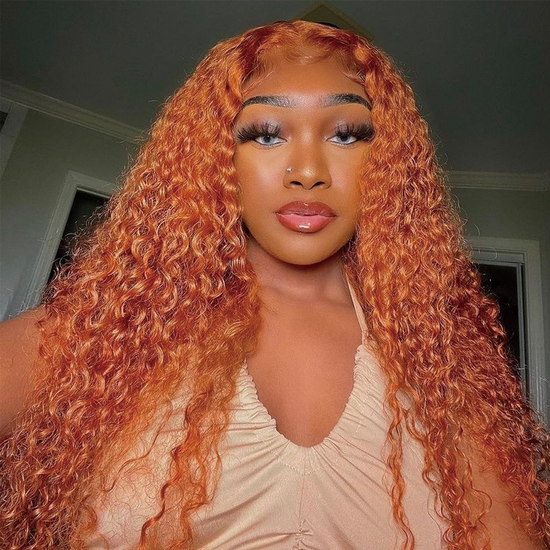Gluna Deep Curly Ginger Orange Color Lace Front Human Hair Wigs 13x6 13x4 Lace Front Wig Brazilian Virgin Hair Pre Plucked For Women
