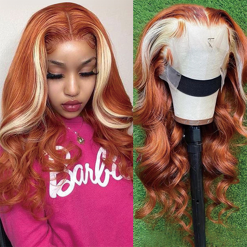 Gluna 13×4 Lace Frontal Wig Ginger 613 Blonde Balayage Color Human Virgin Hair Pre Plucked With Natural Baby Hair