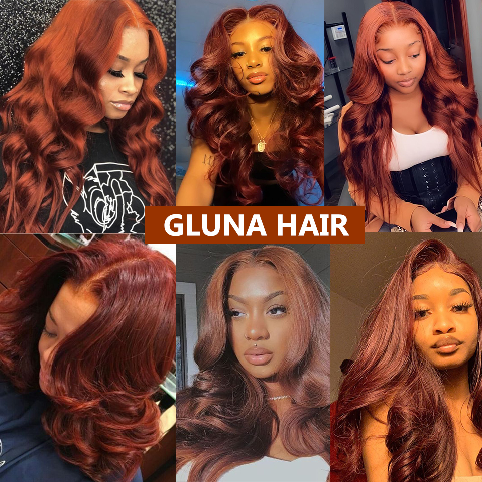 Gluna 4×4 5x5 Lace Closure Wig Chestnut Brown #33 Color Body Wave Human Virgin Hair Pre Plucked With Natural Baby Hair