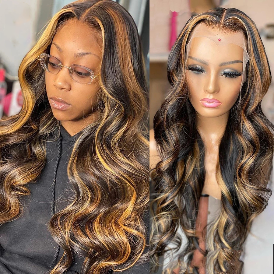 Gluna 4×4 5x5 Lace Closure Wigs Highlight P1B/30 Color Body Wave Human Virgin Hair Pre Plucked With Natural Baby Hair