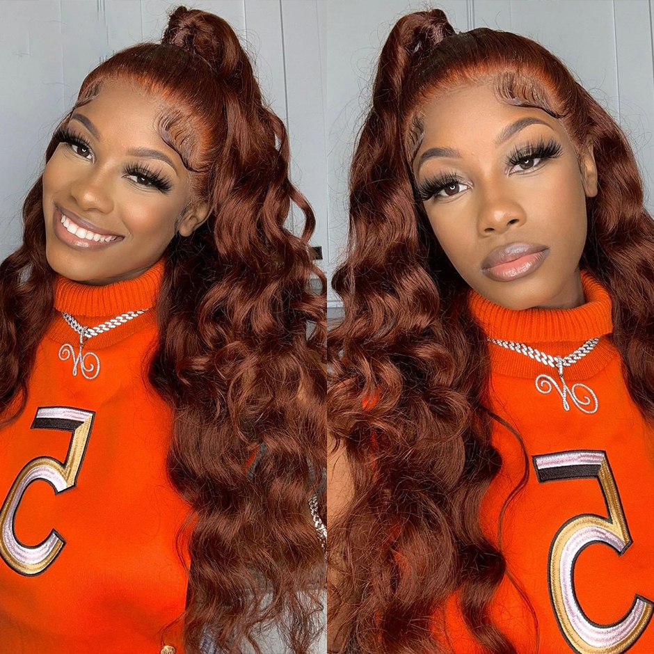Gluna 4×4 5x5 Lace Closure Wig Chestnut Brown #33 Color Body Wave Human Virgin Hair Pre Plucked With Natural Baby Hair
