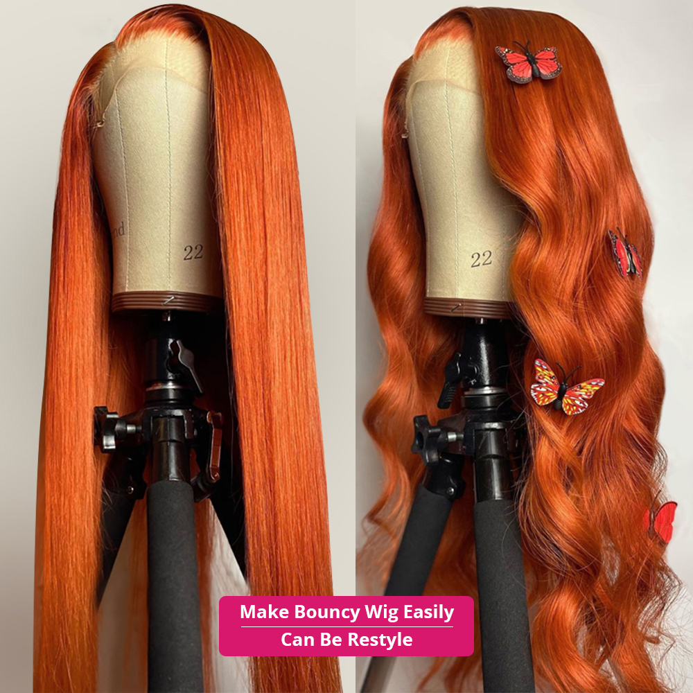 Gluna 4×4 5x5 Lace Closure Wig Ginger Orange Color Body Wave Human Virgin Hair Pre Plucked With Natural Baby Hair
