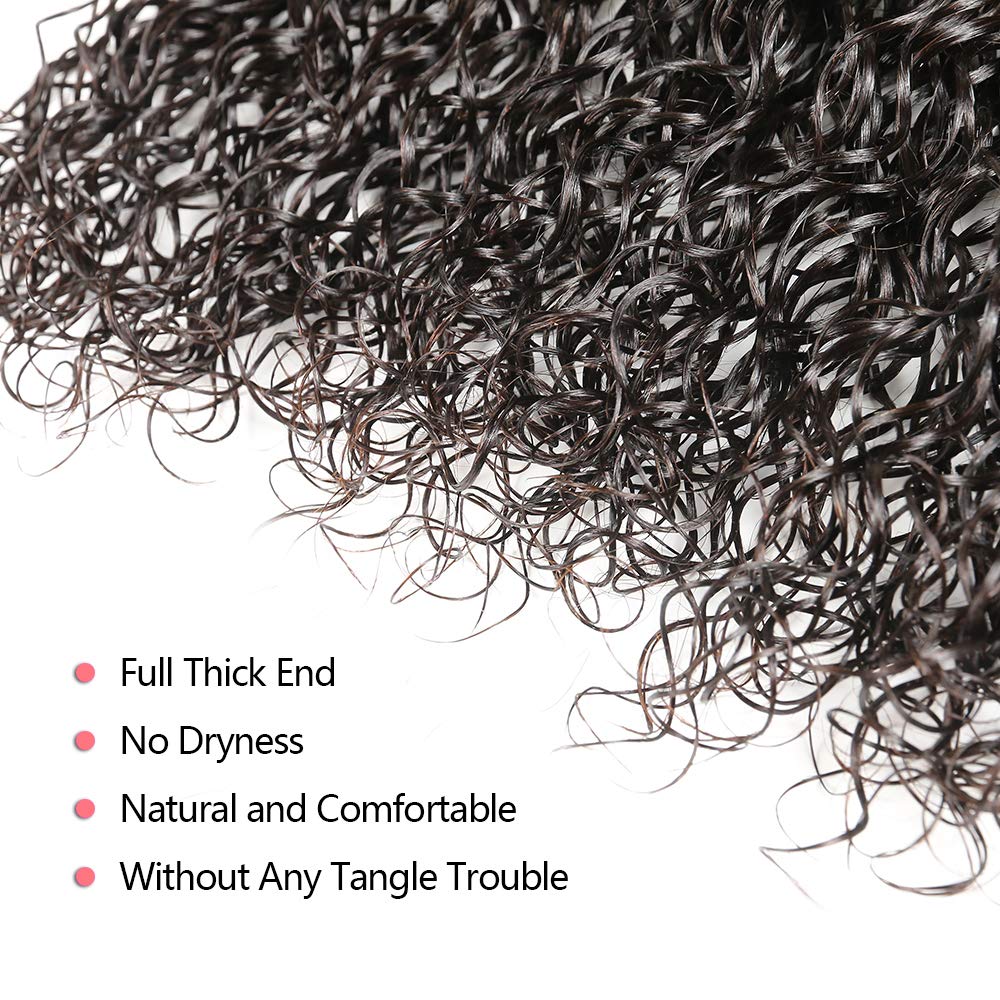 Gluna Hair 8A Grade Water Wave Virgin Hair 4Bundles With Closure 100% Human Hair Extension Natural Black