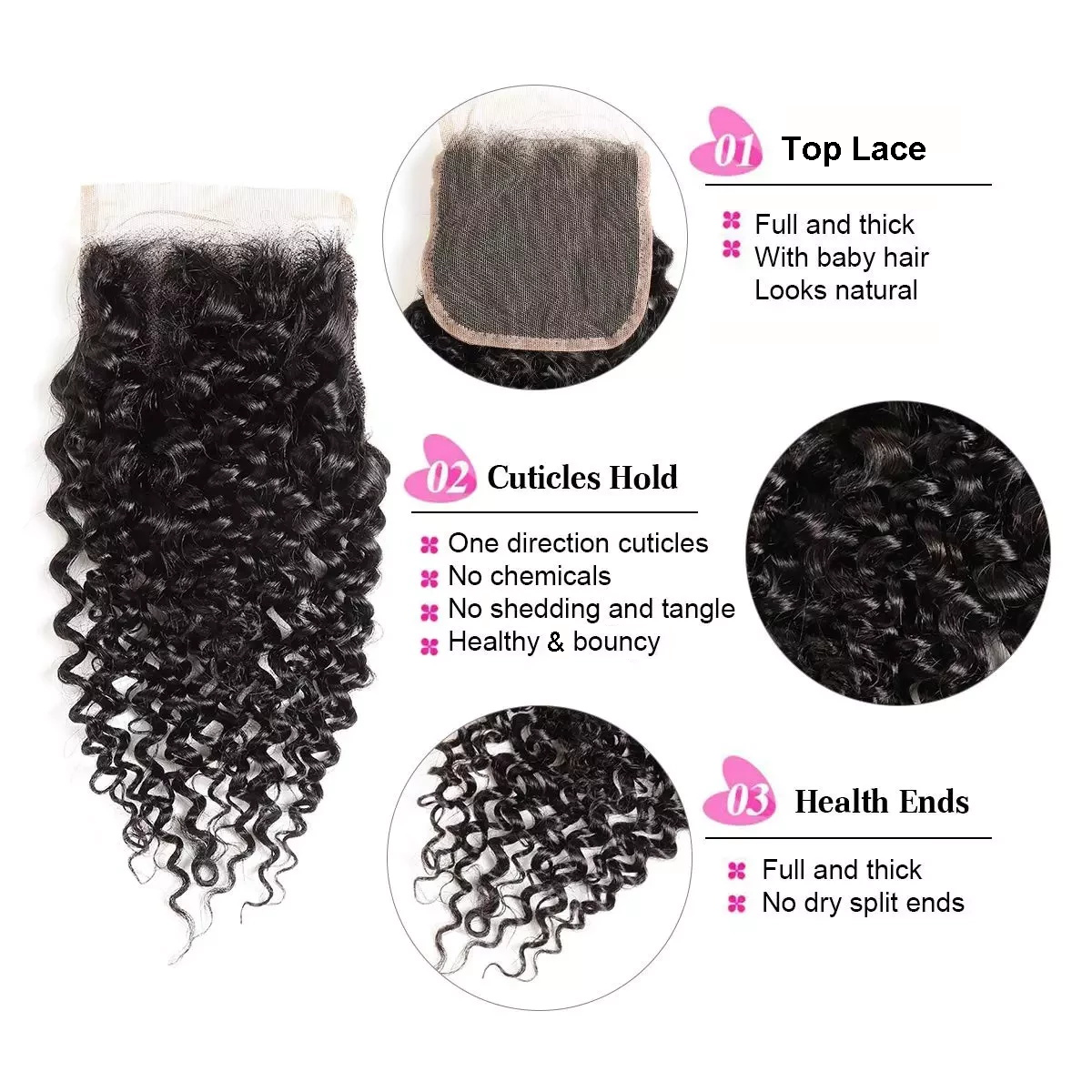 Free Shippng Gluna Hair 8A Grade Kinky Curly Virgin Hair 3 Bundles With 4x4 Closure 100% Human Hair Extension Natural Black