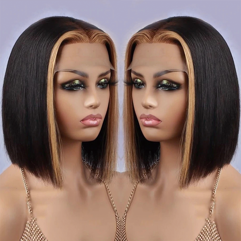 Gluna 1B/27 Highlight Bob Straight Lace Frontal/Closure Bob Wig Human Virgin Hair Short Hair
