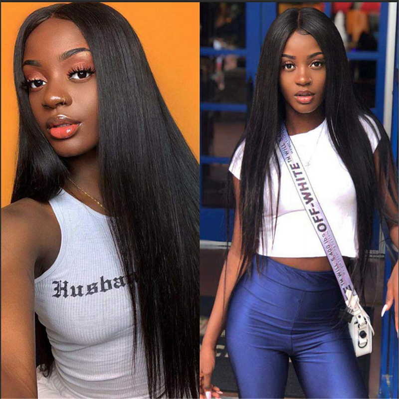 Free Shipping Gluna Hair Brazilian Virgin Straight Hair Full Lace Human Hair Wigs For Black Women Pre Plucked Bleached Knots Full Lace Human Hair Wigs