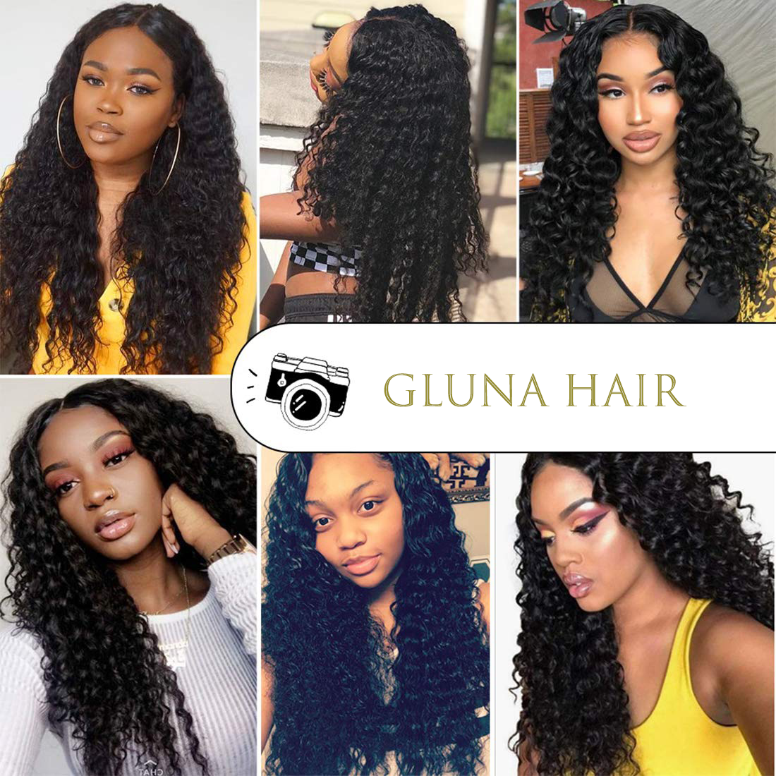 Gluna Brazilian Deep Curly Lace Frontal 13x6 13×4 Free Part Natural Color 100% Virgin Human Hair