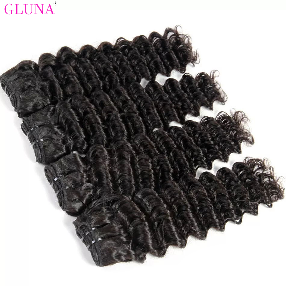 Gluna Hair 8A Grade Deep Curly Virgin Hair 4Bundles Double Machine Weft 100% Virgin Human Hair
