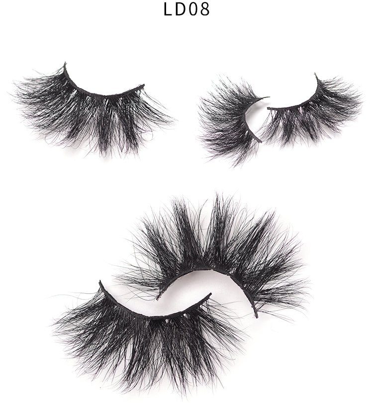 Gluna 5D Mink Eyelashes Handmade 25mm Luxurious Volume Fluffy Natural False Eyelashes a Pair