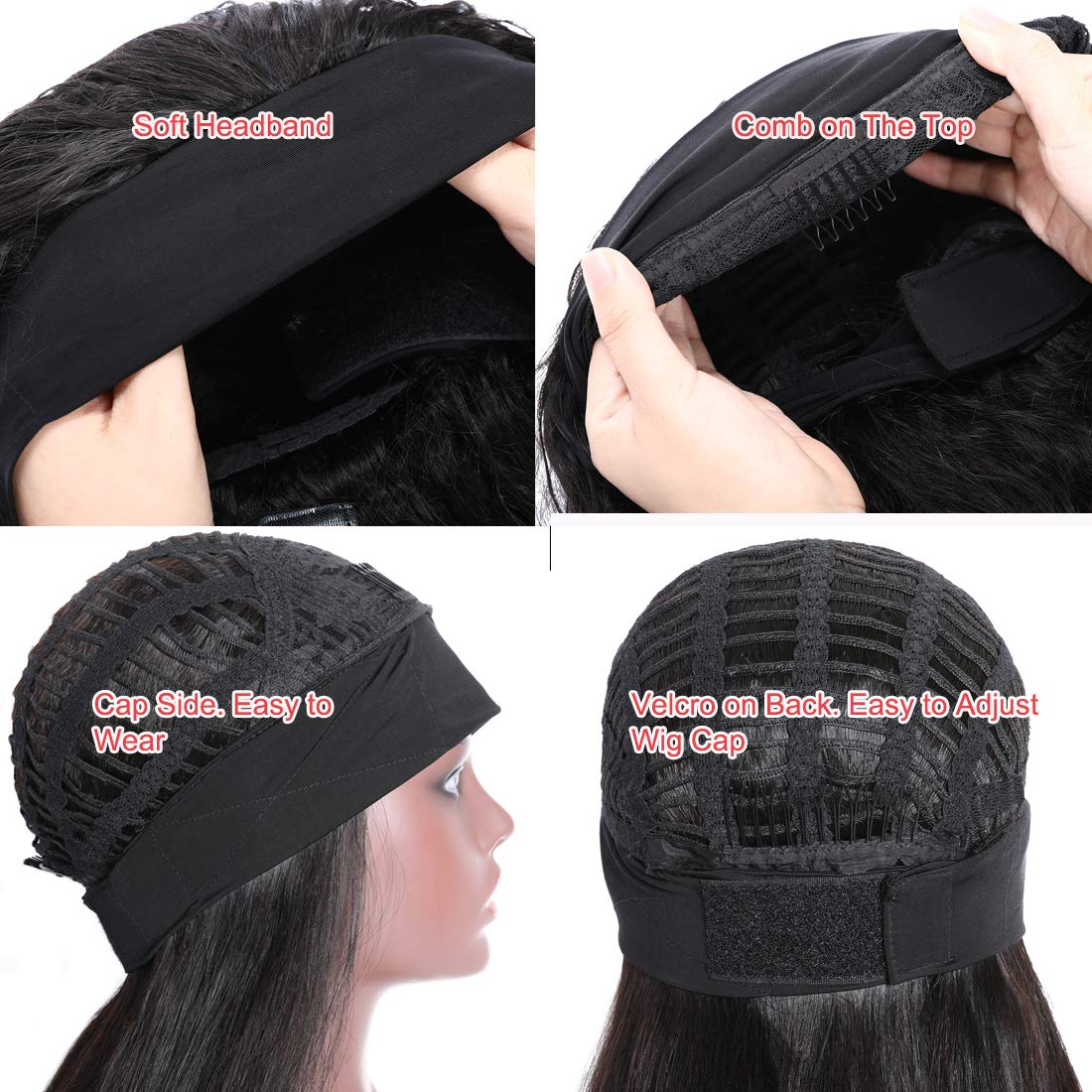 Free Shipping Gluna Hair Straight Headband Wig Virgin Human Hair Wigs For Black Women
