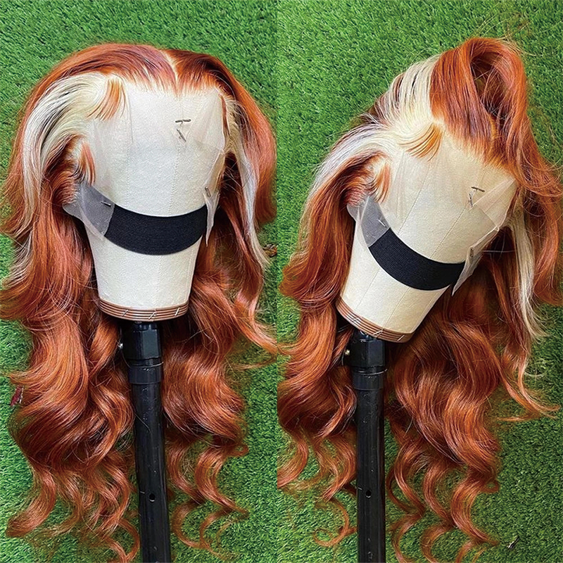 Gluna 13×4 Lace Frontal Wig Ginger 613 Blonde Balayage Color Human Virgin Hair Pre Plucked With Natural Baby Hair