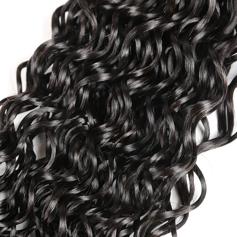 Gluna Hair 8A Grade Water Wave Virgin Hair 4Bundles With Closure 100% Human Hair Extension Natural Black