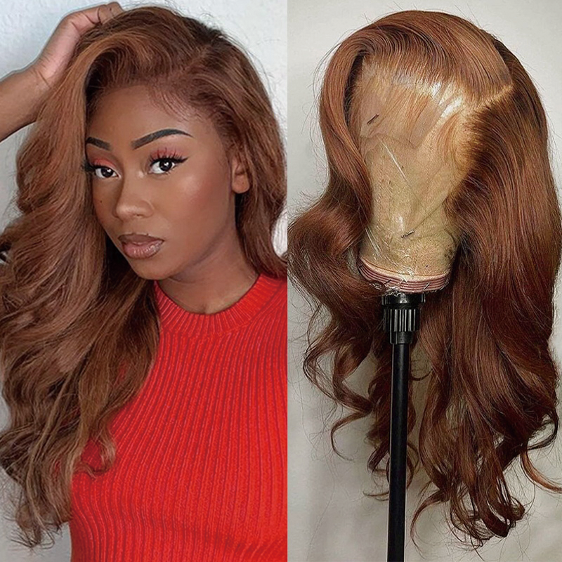 Gluna 13×4 13x6 Lace Frontal Wig Body Wave Chocolote Brown #4 Color Human Virgin Hair Pre Plucked With Natural Baby Hair