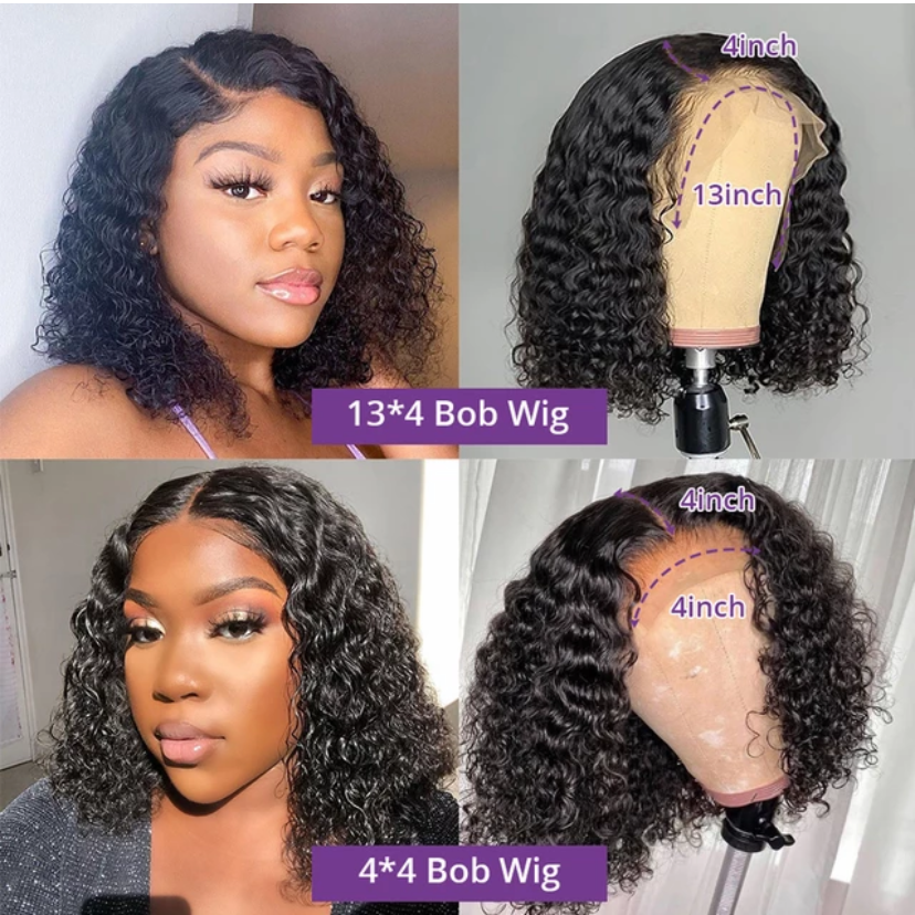 Gluna Deep Curly Short Bob Wigs 13x4 Lace Frontal 5x5 4x4 Lace Closure Bob Wig For Women Virgin Hair with Baby Hair Pre Plucked Natural Color
