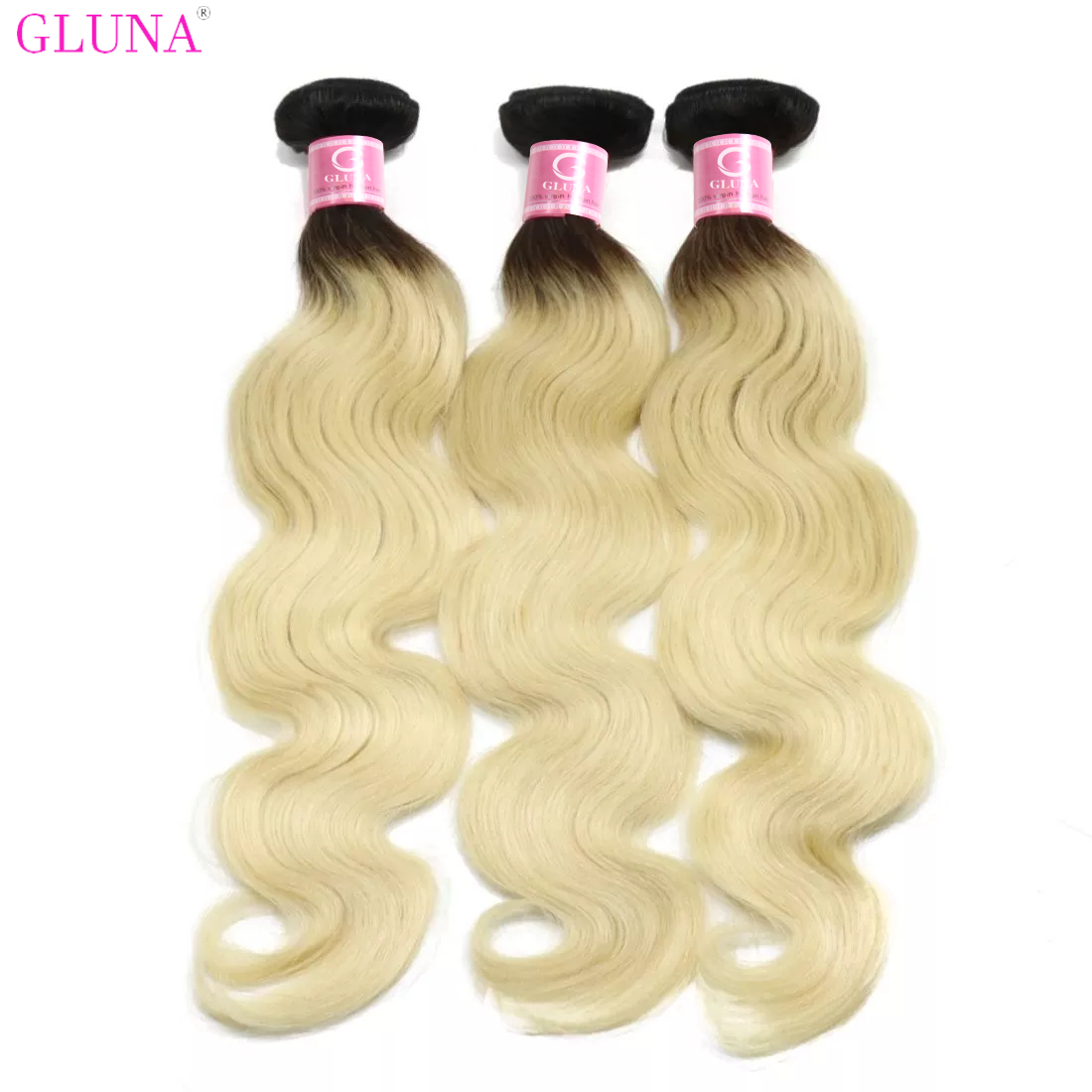 Gluna Hair 8A Grade Russian 1B/613 Blonde Body Wave Hair Bundles Russian virgin Hair (1B/613 Color)