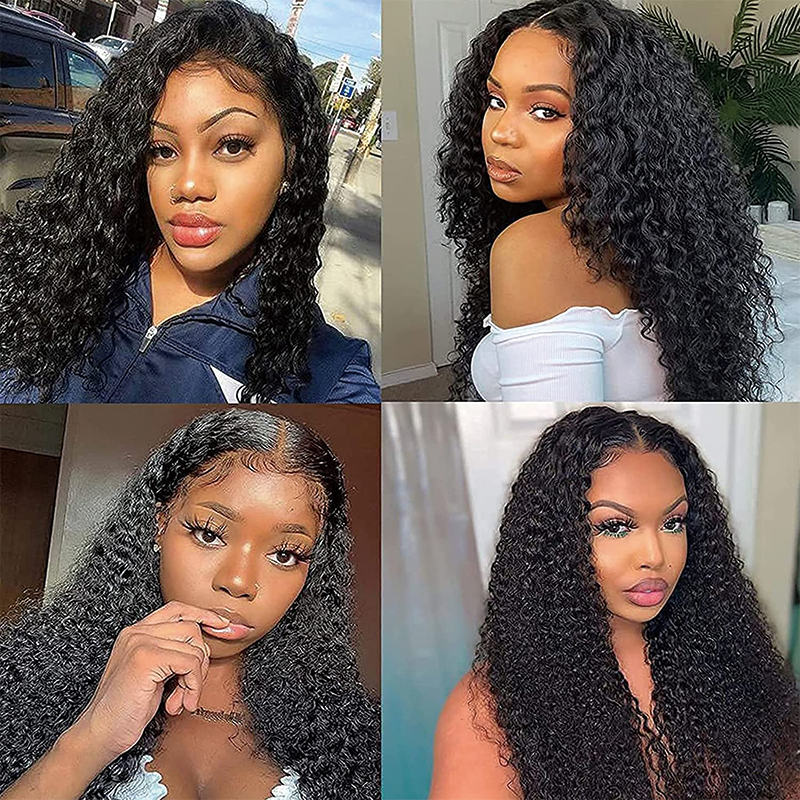 Gluna Hair 4x4 Lace Closure Wigs Kinky Curly Brazilian Virgin Human Hair For Black Women Pre Plucked Natural Color
