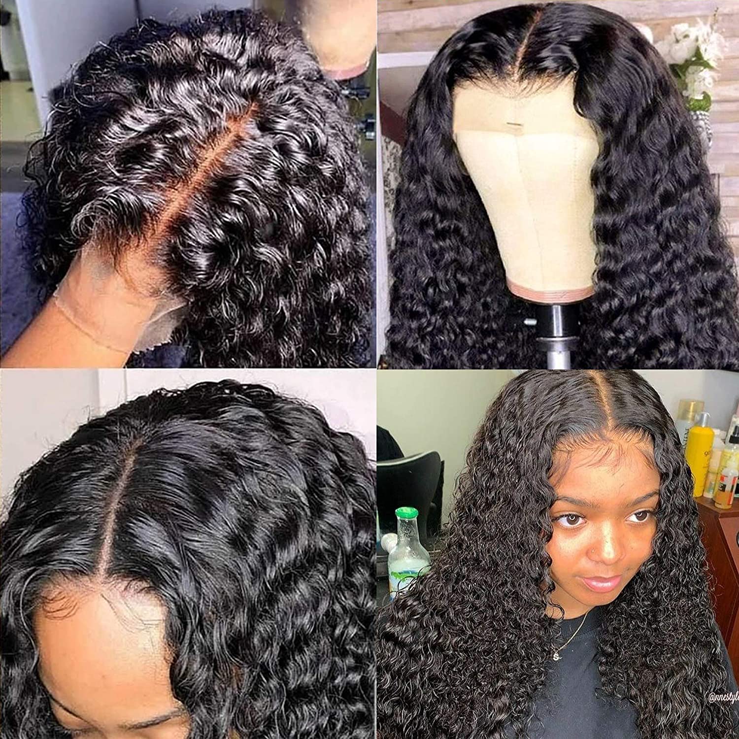 Free Shipping Gluna Hair 4x4/5x5 Lace Closure Wigs Deep Curly Wet and Wavy Brazilian Virgin Human Hair Lace Closure Wigs For Black Women With Pre Plucked Natural Color Hairline