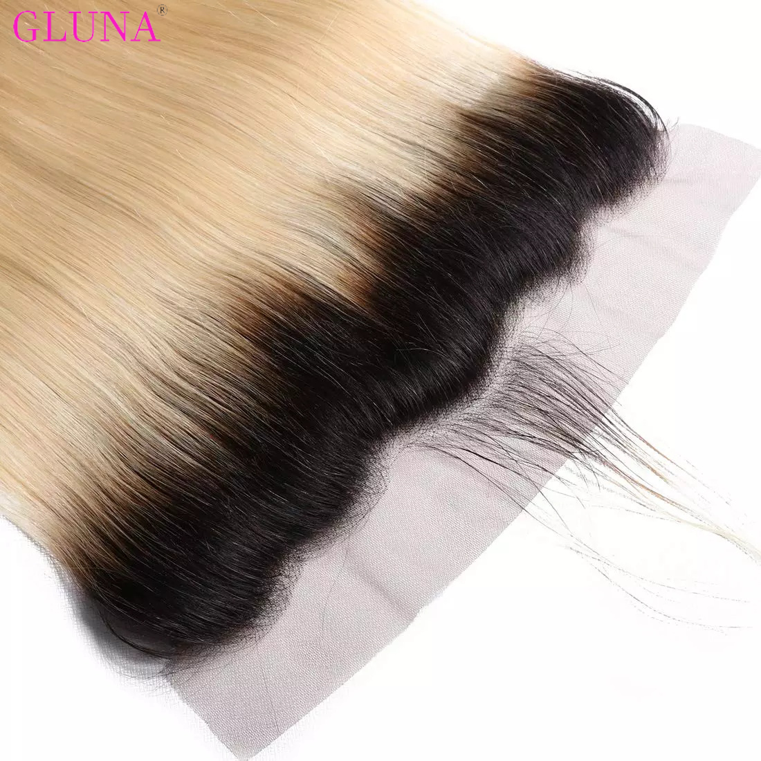 Gluna Hair 13×4 Lace Frontal Straight Hair 1B/613 Blonde Russian Virgin Hair (1B/613 color )