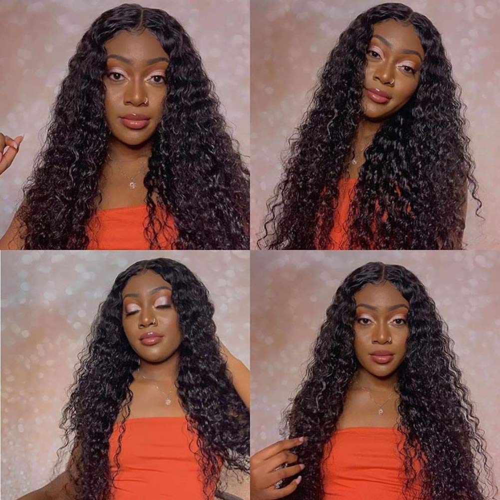 Free Shipping Gluna 4×4/5×5/6x6 HD Lace Closure Wig Pre Plucked With Baby Hair Remy Brazilian Deep Curly Lace Closure Virgin Human Hair Wigs For Black Women