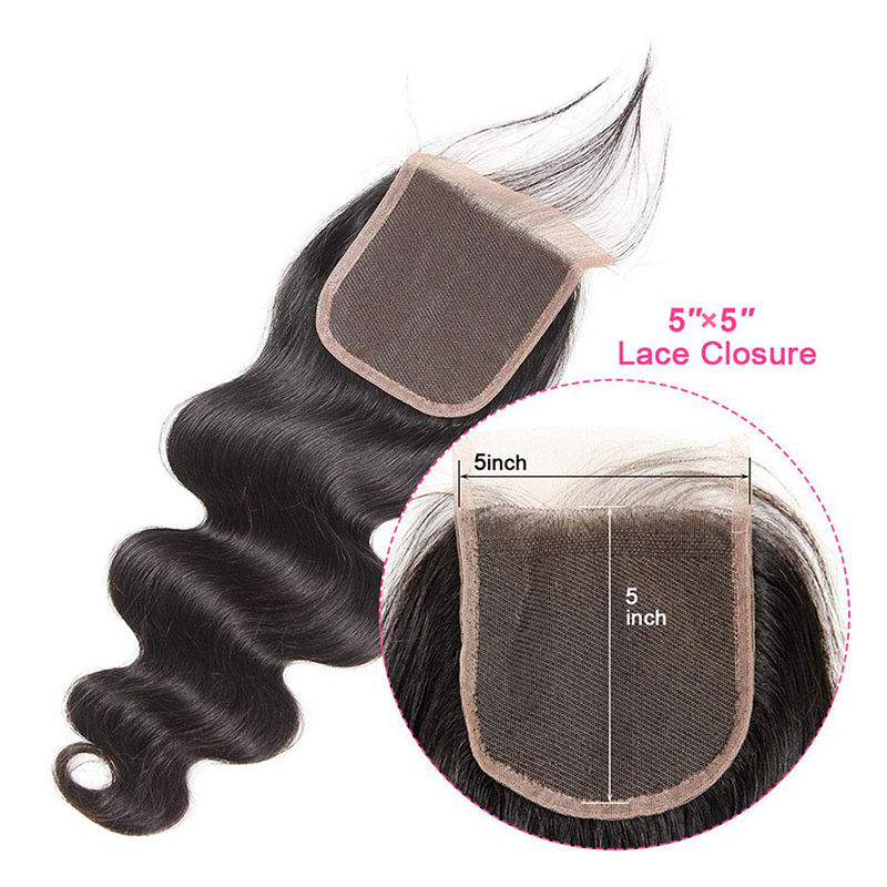 Gluna Hair Brazilian Body Wave Deep Partig 5x5 Lace Closure Free Part Middle Part Virgin Human Hair Lace Closures
