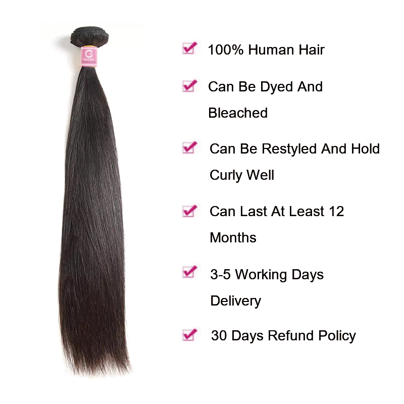 Gluna Cheap Real Brazilian Hair 1 Bundle 7A/Hot 8A/10A/Double Drawn bundles Wholesales Virgin Straight Human Hair Bundle