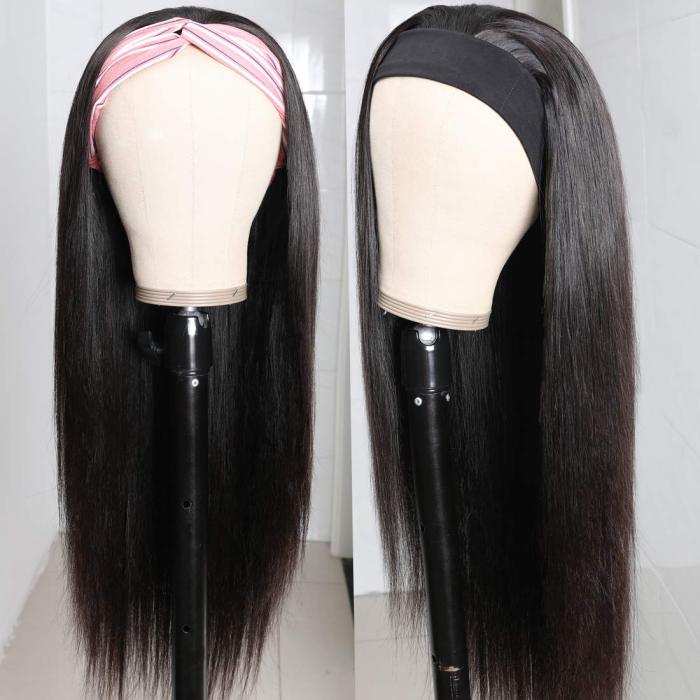 Gluna Hair Straight Headband Wig Virgin Human Hair Wigs For Black Women